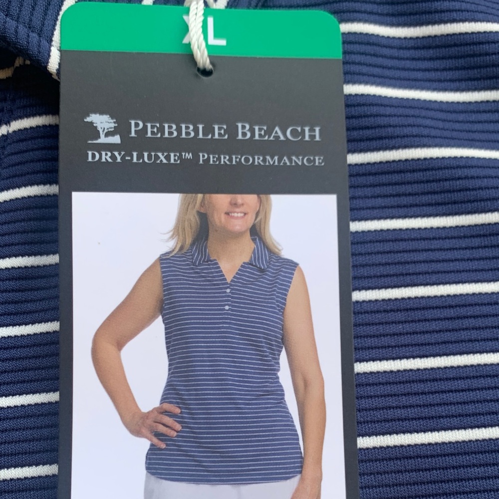 Pebble Beach Navy and White Sleeveless Top